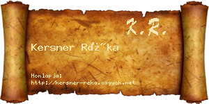 Kersner Réka névjegykártya